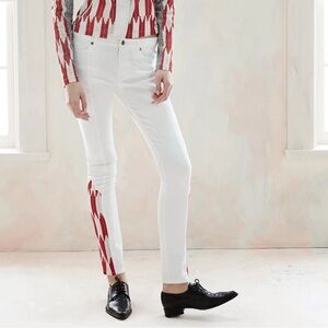 SACHIN & BABI Women’s White Jeans Red Ankle Mesh Detail 515P17-521 Size 6‎